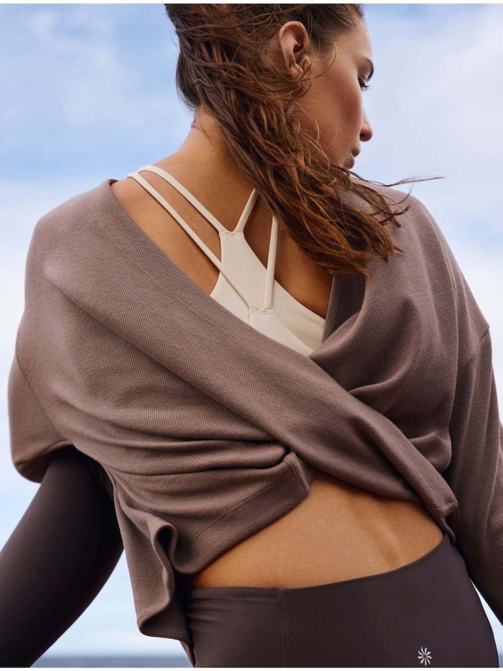 Athleta Beige Presence Twist Sweatshirt